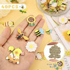 40Pcs Cartoon Enamel Bee Charms Set, 20 Styles Assorted Honeybee Honeycomb & Gnome Alloy Pendants for Jewelry Making Crafts DIY Necklace Bracelet Keychain Crafting Charms Kit