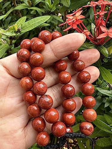 GAF TREASURES Grade A ++ Gemstone Round Bead Adjustable Bracelet 10mm, Genuine Crystal Bead Bracelet, Gift for Men & Women - color: Red Jasper