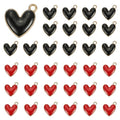 MECCANIXITY Enamel Alloy Heart Charm, Valentine Heart Pendants Love Jewelry Making Charm for DIY Necklace Bracelet Earrings Keychain - color: Black/Red