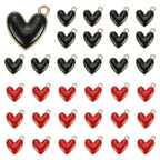 MECCANIXITY Enamel Alloy Heart Charm, Valentine Heart Pendants Love Jewelry Making Charm for DIY Necklace Bracelet Earrings Keychain - color: Black/Red