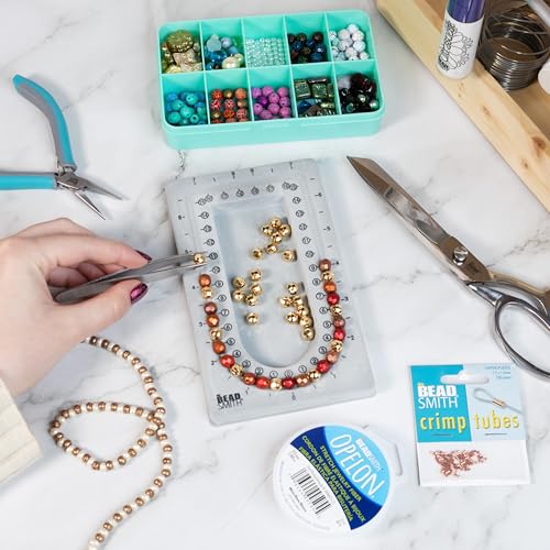 The Beadsmith Mini Bead Board, Grey Flocked, 16” U-Shaped Channel, 4 x 6.75 inches, Design Boards for Creating Bracelets, Necklaces and Other Jewelry - size: 16" - 1 Channel