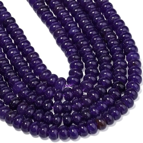 Songxi 5x8mm Natural Deep Purple Chalcedony Stone Rondelle Beads, 75PCS Spacer Round Loose Abacus Beads for Jewelry Making, Gemstone for Bracelet Necklace Earrings, Arts and Crafts - color: Deep Purple Chalcedony