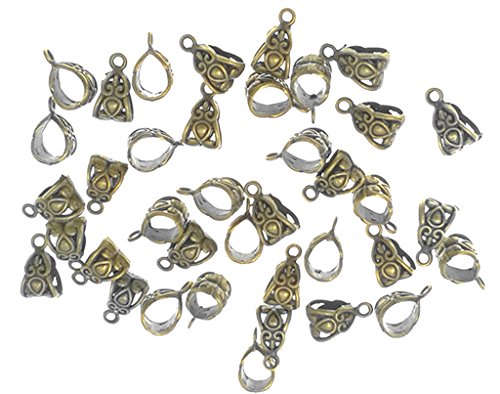 ALIMITOPIA 100pcs Alloy Beads Bails Connector for DIY Necklace Bracelet Jewelry Charm Pendant Hanging Adapter(Antique Bronze) - color: Bronze