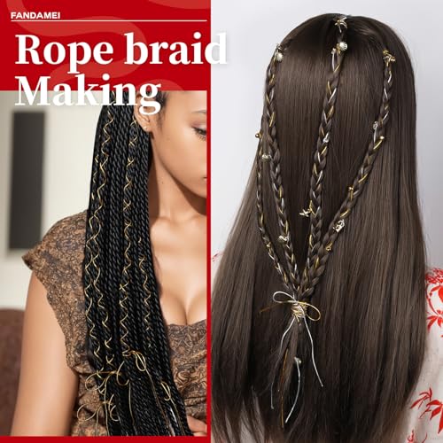 FANDAMEI 1.2mm Metallic Elastic String, Gold Stretch Cord for Craft Gift Jewelry Making, Elastic Cords Ribbon for Hair Braids, Elastic String for Bracelets, Beading Cord Stretchy Christmas Crafts DIY - style: A-Gold