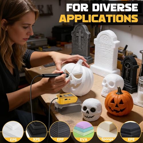 Ecarke 3-in-1 Foam Cutter Tool Compatible with DeWalt 20V (No Battery),18W Hot Wire Foam Cutter Kit with USB-A & USB-C Charging Port,750°F Styrofoam Cutter for Foam DIY Cutting & Crafting - Tool Only - color: Yellow