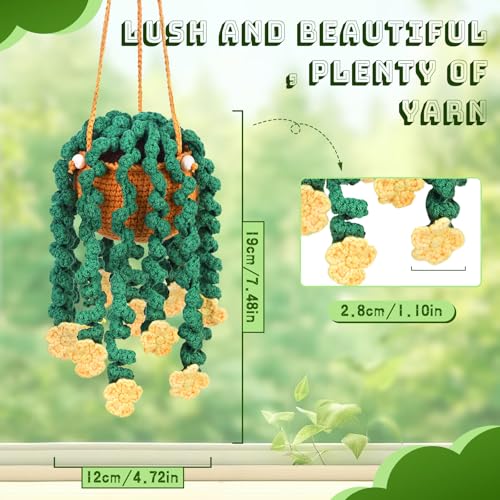 Kogyxe Beginners Crochet Kit, Hanging Potted Plants Knitting Starter Pack, Amigurumi Crochet Starter Kits w Step-by-Step Video Tutorials for Beginners Decoration, Plants Family (40%+ Yarn) - size: Spiral yellow flower