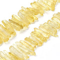 FASHEWELRY 1 Strand Natural Quartz Crystal Points Loose Beads Light Khaki Flat Heishi Gemstone Loose Beads for DIY Jewelry Making - color: Light Khaki