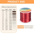 HARFINGTON Wire 203ft Length 24 Gauge Copper Craft Jewelry Wrapping Wire Tarnish Resistant Beading for Jewelry Making Supplies Crafting, Bright Red - color: Bright Red