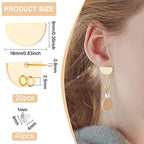 BENECREAT 20Pcs 18K Real Gold Plated Earring Studs, Flat Half Round 9x16mm Brass Ear Studs with Vertical Loops and 40Pcs Earring Nuts for DIY Earring Jewelry Making, Hole: 2.5mm - color: Flat Half Round