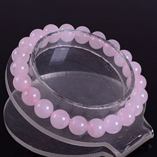 Justinstones Gem Semi Precious Gemstone 8mm Round Beads Stretch Bracelet 7 Inch Unisex - color: Rose Quartz