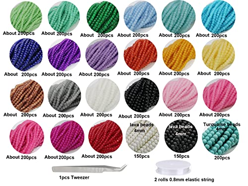 4mm Glass Beads Bulk for Jewelry Making 4700pcs Round Imitative Jade Beads Bracelet Loose Beads Set Crystal Seed Beads for Earry & Necklace Emroidery Beads for DIY Crafts - size: 4mm Mixed Set