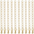 Beebeecraft 1 Box 20Pcs Chain Extender for Jewelry Making 18K Gold Plated Necklace Chain Extender with 3D Teardrop End Charm 2 Inch for Bracelet DIY - color: Gold-teardrop