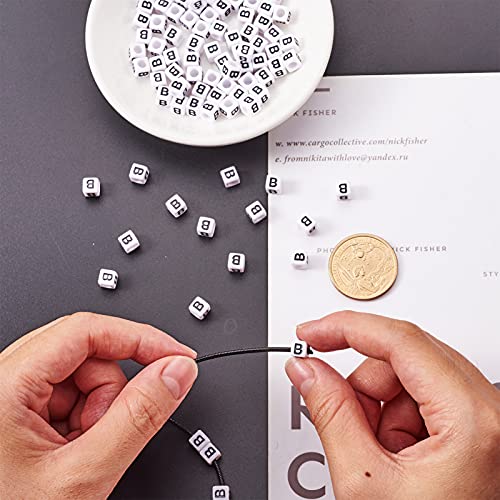 FASHEWELRY 300Pcs Cube White Acrylic Letter Beads 6x6mm Letter B Alphabet Beads for DIY Bracelet Necklace Jewelry Making - color: Letter B, size: 6x6x6mm