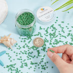 PH PandaHall 2000 Pcs 3mm 8/0 Glass Seed Beads Round Lined Waist Beads Colorful Tiny Spacer Czech Beads for Earring Bracelet Necklace Jewelry Making Green - color: Green-2000 Pcs