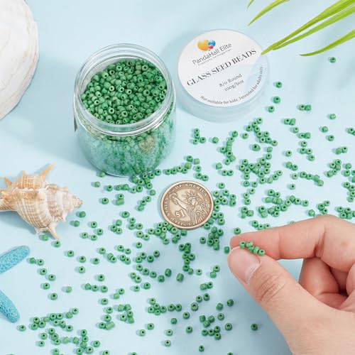 PH PandaHall 2000 Pcs 3mm 8/0 Glass Seed Beads Round Lined Waist Beads Colorful Tiny Spacer Czech Beads for Earring Bracelet Necklace Jewelry Making Green - color: Green-2000 Pcs