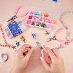 SUNNYCLUE 3pcs Jewelry Pliers Tool Set Professional Precision Tools for DIY Jewelry Making - Side Cutting Long Chain Nose Round Nose Pliers, Pink