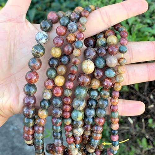 90pcs Adabele Natural Picasso Jasper Healing Gemstone 4mm (0.16 inch) Small Round Beads Gem Stone Spacer for Craft Jewelry Making GF10-4 - color: Picasso Jasper, size: 4mm (90pcs/1 Strand)