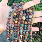 90pcs Adabele Natural Picasso Jasper Healing Gemstone 4mm (0.16 inch) Small Round Beads Gem Stone Spacer for Craft Jewelry Making GF10-4 - color: Picasso Jasper, size: 4mm (90pcs/1 Strand)