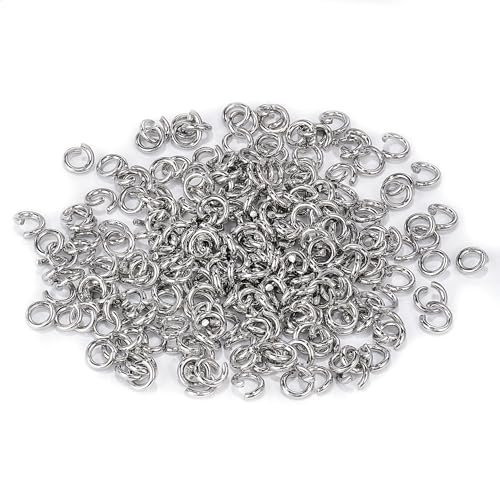 500Pcs 7mm Stainless Steel Open Jump Rings 15 Gauge Metal O Rings Single Loop Connectors for Jewelry Necklaces Bracelet Earrings Keychains Chainmail DIY Making - color: dark silver-15gauge, size: 7mm