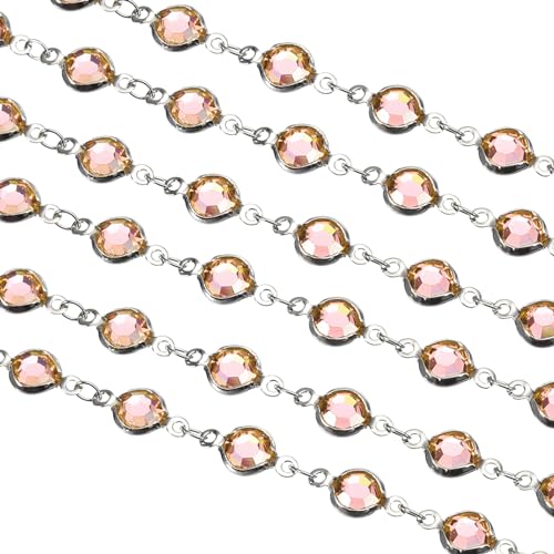 uxcell 2 Yards Champagne Rhinestone Chain Bulk with Silver Plated Brass Chain for Jewelry Making Craft DIY Bracelet, Necklace, Glass, Shoes, Clothes Decoration (1 Yard for Each Piece) - color: Champagne Silver