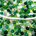 8mm Glass Beads, 580Pcs Crystal Bead, Starfish, Shell Shaped and Seed Beads, Green Assorted Round Crystal Loose Bead for St. Patrick's Day, Jewelry Making, DIY Craft - size: 8mm