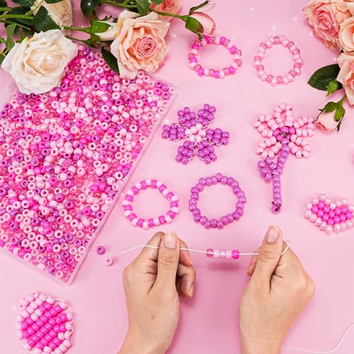 1000PCS Pink Pony Beads Bulk – 6x9mm Gradient XOXO Glitter Kandi Beads for Bracelets, Hair Braids, Jewelry Making, DIY Gifts & Love-Themed Crafts - color: Love Edition