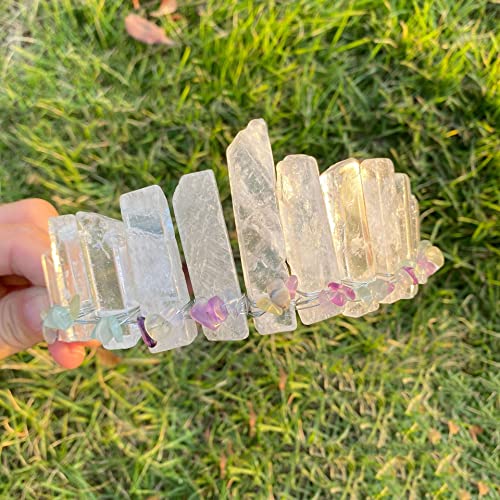 JIC Gem Clear Quartz Crystal Crown Raw Quartz Headband Handmade Tiara Natural Stone Headpiece Women Girls for Wedding Parties - color: Clear Quartz