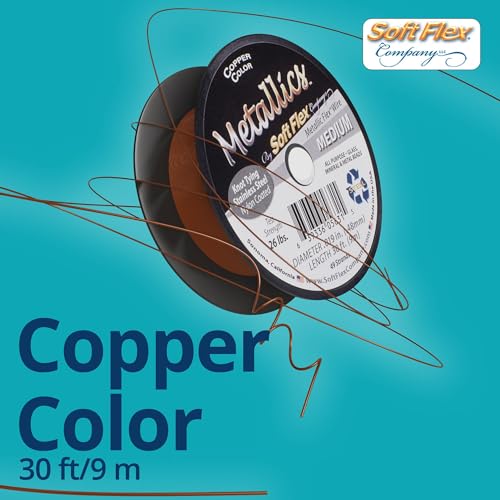 Soft Flex 49 Strand Beading Wire - Medium 0.19 Diameter - 30 Feet Nylon Design Wire - style: Copper