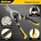 HURRICANE 3 pc Aviation Tin Snips Set, 10 inch Metal Cutter Shears for Cutting Sheet Metal, Cr-V Blades, Straight Left and Right Aviation Snips, with Ergonomical TyreGrip Handle and Safety Latch - size: 3 Piece Regular Set: Straight, Left, Right
