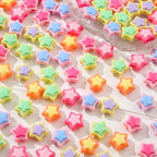 150pcs Acrylic Beads Colorful Rainbow Star Beads for Jewelry Making Handmade DIY Bracelet, Charms Keychain Craft Supplies - color: rainbow star