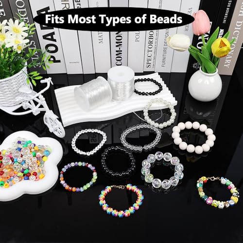 1 mm Stretchy Bracelet String, 2 Rolls Durable Elastic String, Clear Bead Cord for Bracelets, Necklaces, Beading, and Jewelry Making (200 m) - size: 1 mm