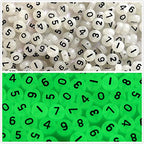 Amaney 500pcs Number Beads 7x4mm Mixed Number Beads Acrylic Round Shape Loose Beads (Glowing in the Dark) - color: Glow, size: 7x4mm