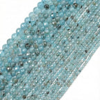 Natural Blue Apatite Beads, 4mm 90pcs Small Round Faceted Loose Gemstones for DIY Jewelry Making, Handmade Bracelet and Necklace Crafting, with Size Card - color: Blue Apatite, size: 4mm