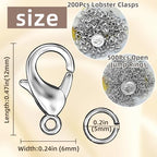 MKCYD 700Pcs Lobster Claw Clasps and Open Jump Rings Set, 14K Gold and Silver Necklace Clasps and Closures Lobster Parrot Trigger Clasp for Jewelry Making - color: Silver