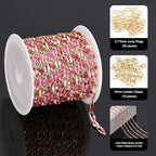 YOUBEIYEE Rose Pink Enamel Cable Chain for Jewelry Making Gold Plated Brass Jewelry Chain Roll with Jump Rings and Lobster Clasps - color: Rose Pink