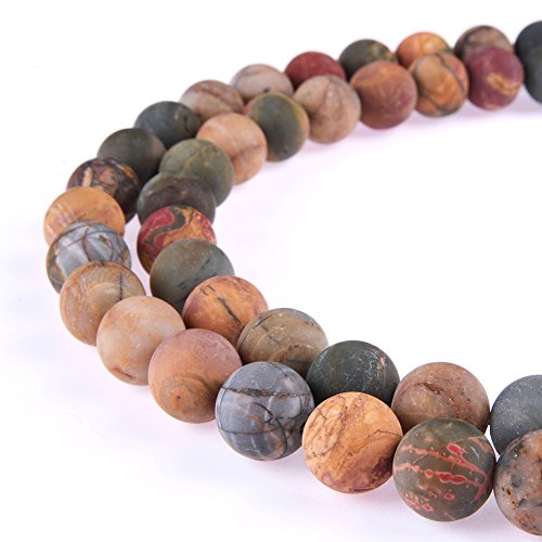 Natural Gemstone Loose Beads Matte Approxi 15.5 inch DIY Bracelet Necklace for Jewelry Making (6mm, Matte Picasso Jasper) - color: Matte Picasso Jasper, size: 6mm