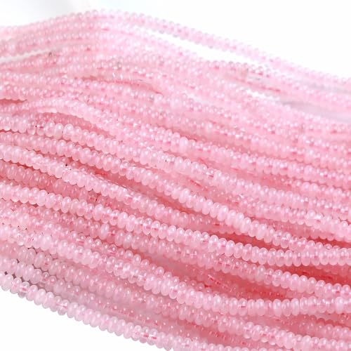 150PCS 2x4mm Natural Rose Quartz Rondelle Beads Abacus Disk Stone Beads Round Loose Spacer Gemstone Beads for DIY Bracelet Necklace Jewelry Making - color: Rose Quartz, size: 2x4mm Abacus Disk