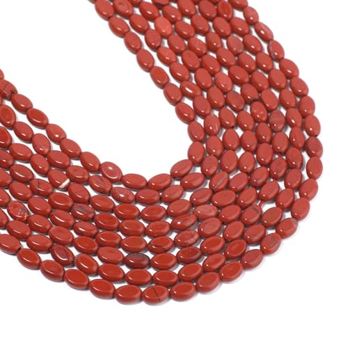 70pcs Natural Red Coral Stone Beads，4x6mm Egg Shape Loose Gemstone Beads for Jewelry Making Design Earring Necklace - color: red coral