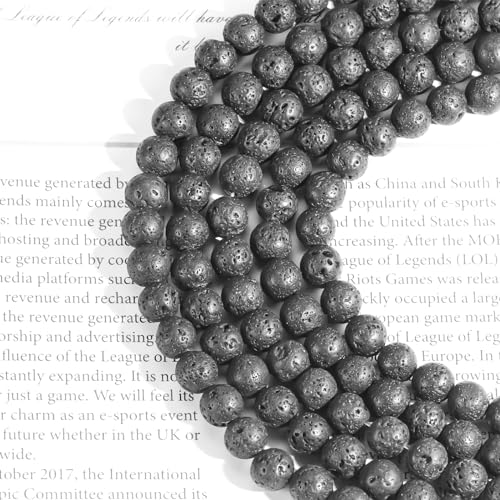 Natural Lava Rock Beads 8mm Round Stone Beads for DIY Bracelets Necklace Earrings Making 45pcs - color: Lava Rock, size: 8mm