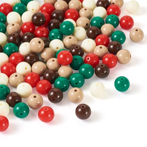 100 Pcs 11.5-12mm Bubblegum Beads Opaque Acrylic Chunky Loose Spacer Round Focal Beads for Jewelry Making Bracelet Necklace Keychain Craft Art Making,Hole:1.8mm,Antique White - color: Antique White