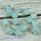 100pcs Crackle Glass Beads 10mm Round Crystal Glass Spacer Crafts Beads for Jewelry Making Necklace Bracelet Earrings DIY Crafts(Light Blue) - color: Light Blue, size: 10mm