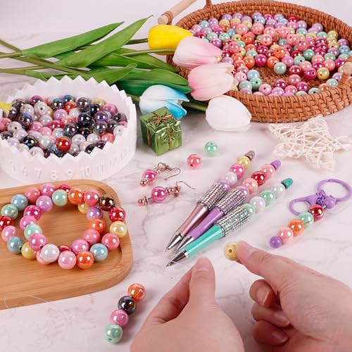 100 Pcs Beads for Pens - Focal Beads for Beadable Pens, Acrylic Bead for Beaded Pen, Rainbow Bead Keychains Bracelets Crafts, Fuchsia - color: Fuchsia, size: 100 pcs