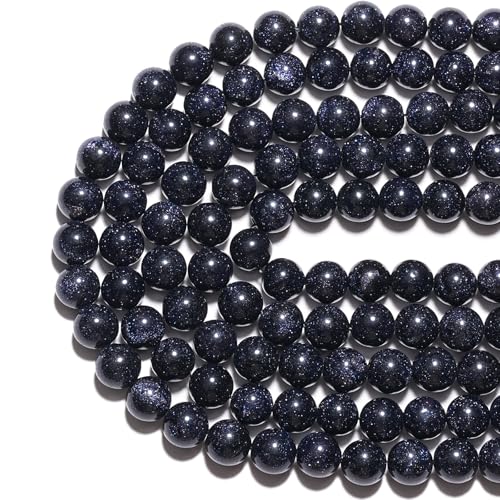 10mm Natural Blue Sandstone Gemstone Beads Polished Round Smooth Stone Beads for Bracelets Jewelry Making 15inch Loose Beads - color: Blue Sandstone, size: 10mm