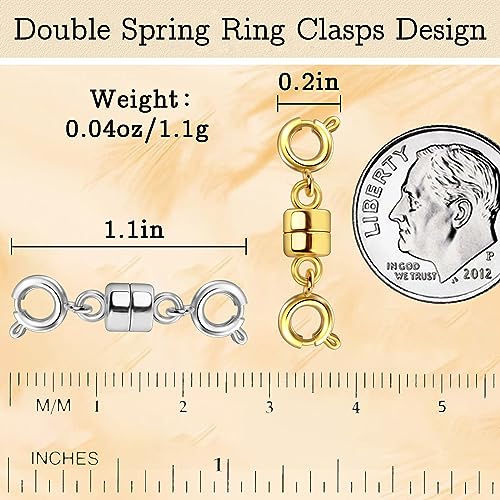 Double Magnetic Necklace Clasps and Closures 14K Gold and Silver Bracelet Extender Jewelry Clasps Converters for DIY Jewelry Making - color: 16Pcs | 8Gold & 8Silver