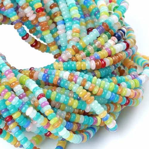 2x4MM 150PCS Colorful Jade Stone Tube Rondelle Abacus Disk Spacer Loose Beads for Jewelry Making - color: Colorful 2, size: 2x4mm abacus-shaped