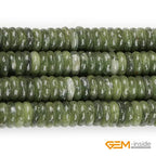 GEM-Inside 2x6mm Natural Green Canada Jadeite Jade Semi-Gemstone Heishi Disc Rondelle Spacer Beads for Jewelry Making Full 15" Strand Energy Stone Healing Power Crystal - color: Green Canada Jadeite Jade