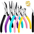 URSKYTOUS 5Pcs Jewelry Pliers Set Jewelry Making Pliers Tools Kit Include Jewelry Making Needle Nose Chain Nose Round Bent Pliers Wire Cutter for Bracelet Beading DIY Craft Jewelry Making Supplies - color: Em Pink Blue Purple Black Yellow