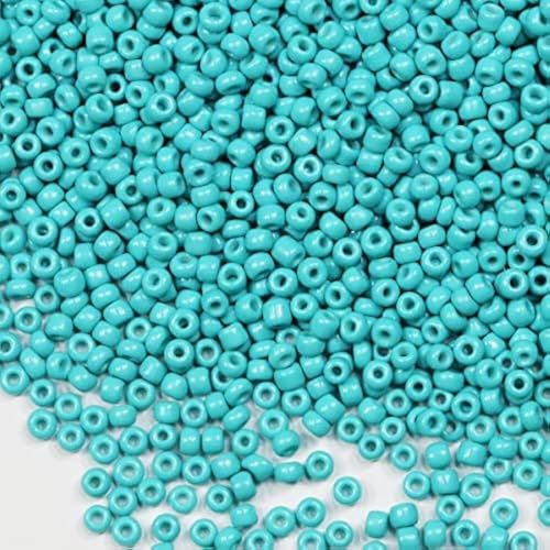 Bulk Turquoise Seed Beads 200 Grams About 6500pcs, 3mm 8/0 Glass Craft for Making Earrings, Bracelets, Pendants, Waist Jewelry,DIY Handmade Seed Beads（Turquoise ） - color: Turquoise, size: 3mm
