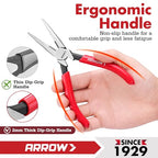 ARROW 6" High Leverage Needle Nose Pliers with Side Cutters, Long Nose Pliers for Gripping, Wire Bending, Cutting - size: 6 INCH