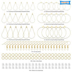 286Pcs Earrings Beading Hoop Set for Jewelry Making,36 Beading Hoops Earring Finding Teardrop Round Earring Hoops with 50 Hooks,100 Jump Rings,100 Earring Backs for Earrings Making Supplies(K Gold) - color: 286Pcs-K Gold